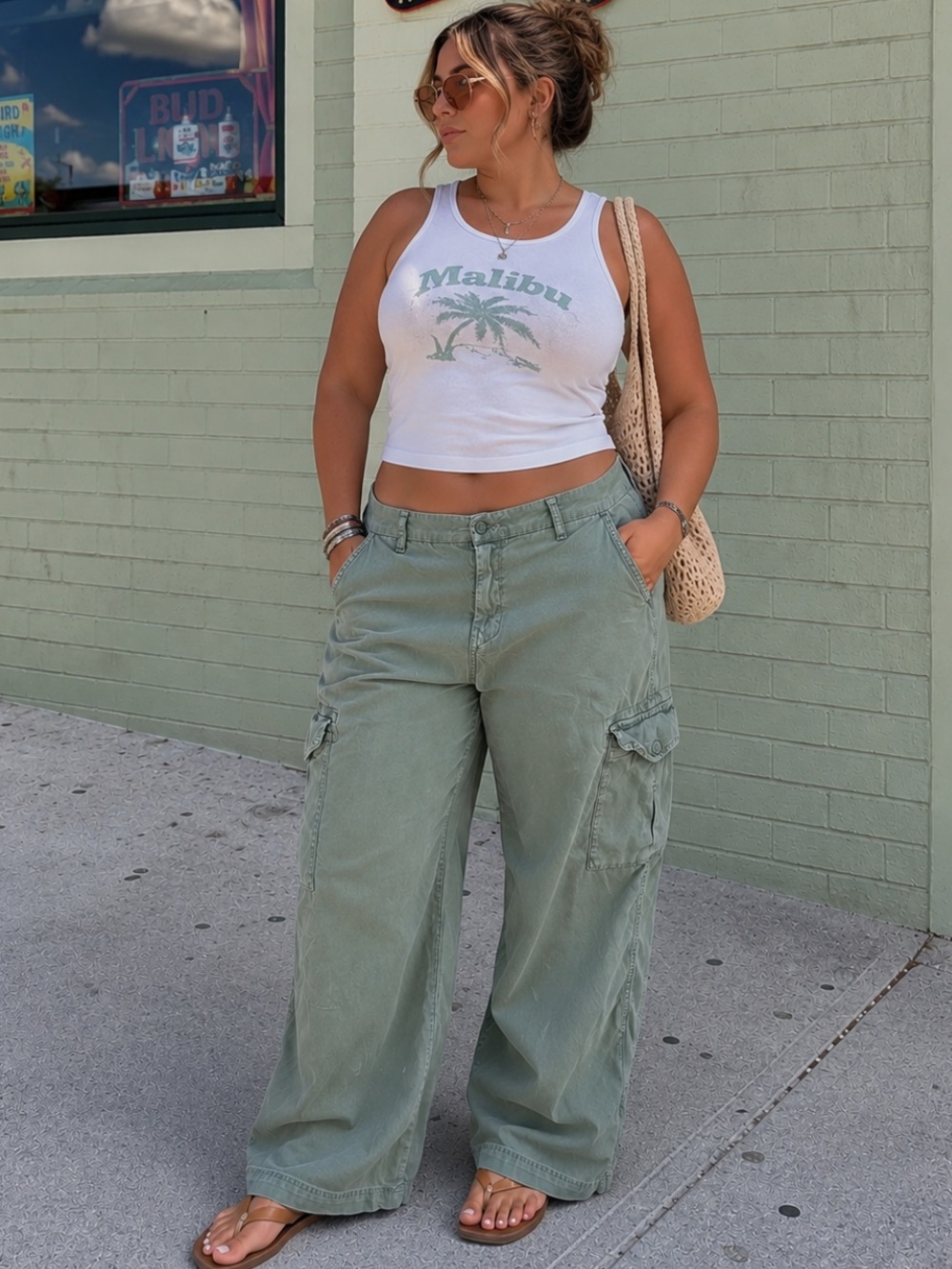 AEO Mid Rise Baggy Wide leg Cargo Pant size 16 regular